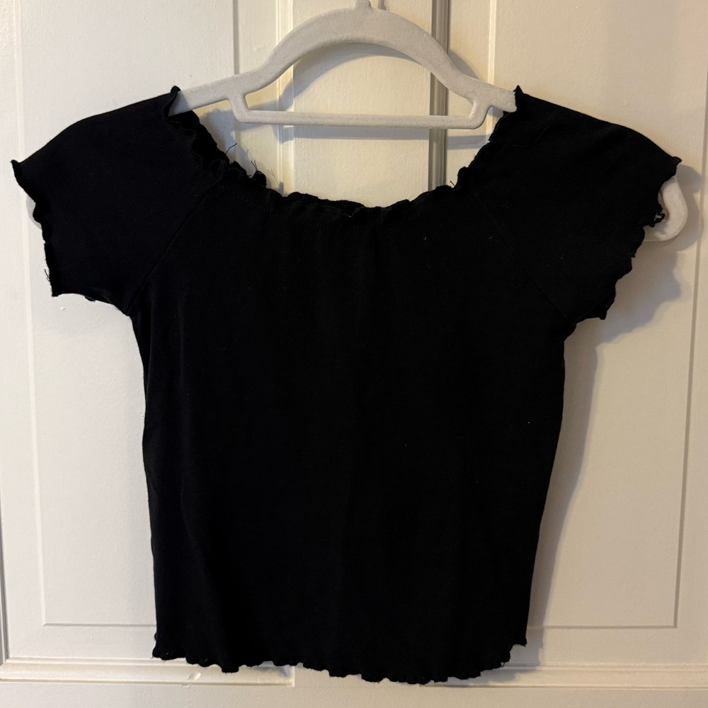 Lime Blue Black Ruffled Women's Top